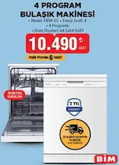 KUMTEL 4 PROGRAMLI BULAŞIK MAKİNESİ